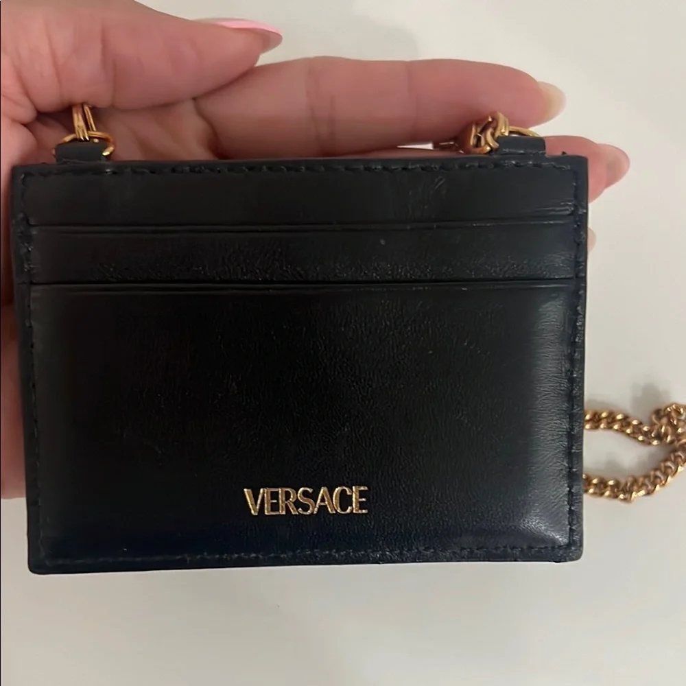 Versace Quilted Black Crossbody with Gold Accents - Picture 3 of 4